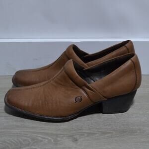 Born Kinney Brown Leather Heeled Ankle Boots Size 8.5